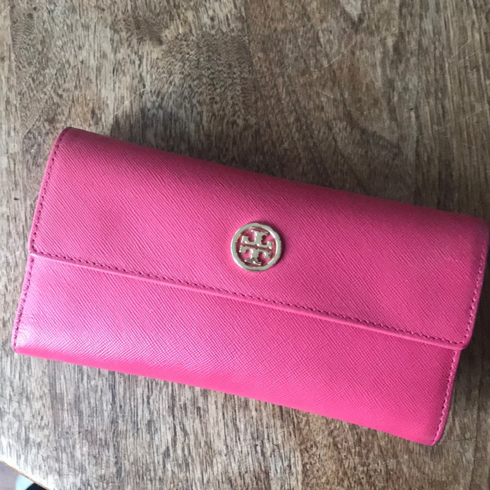 Tory Burch pink trifold wallet